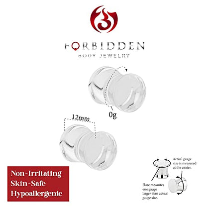 Forbidden Body Jewelry 8mm - 14mm Acrylic Ear Gauges, Solid Double Flared Saddle Plug Earrings Sold in Pairs - style: 8mm (0G) Clear