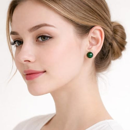 Pearl Stud Earrings Multicolor Shell Beads Pearl Hypoallergenic Stud Earrings Ocean Shell Pearl Jewelry - color: Green