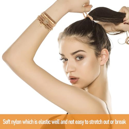 8 PCS Hair Ties Bracelets in 8 Styles, Boho Hair Ties for Thick & Thin Hair, Cute Stretch Bracelets, Light Coffee Colors Braided Hair Ties for Ponytail Holders, No Damage Elastics - color: J-Boho