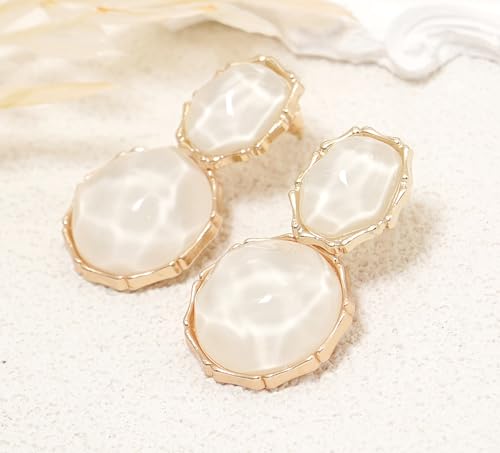 Resin Earrings for Women Acrylic Water Ripple Earring Boho Dangle Drop Earring - color: White