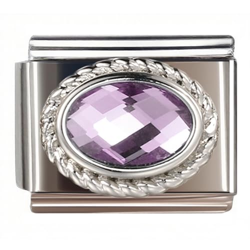 Birthstone Charms for Italian Charm Bracelet, 9mm, Birthday Gift - color: February