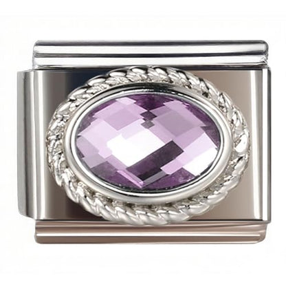 Birthstone Charms for Italian Charm Bracelet, 9mm, Birthday Gift - color: February