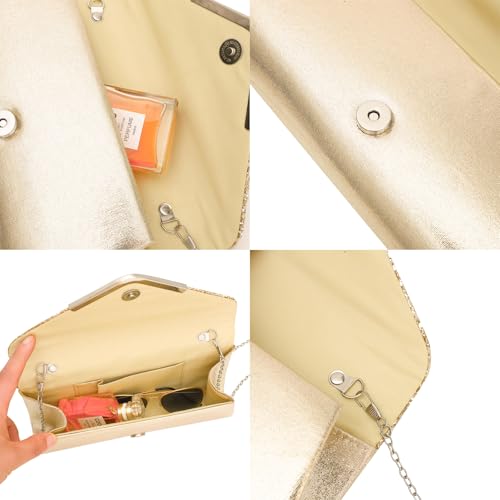 NEWITIN Purse Rhinestone Jewelry Set for Women Prom Jewels Crystal Clutch Purse Necklaces Rings Bracelets Earrings Gold Silver Jewelry Set for Women Bride - color: 11 Pieces Gold