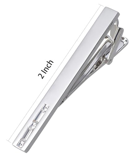 Men Crystal Tie Clip Tie Bar for Regular Necktie Silver In Gift Case | Purple/Blue/Red/Black/White Crystal Tie Pin for Men Business Anniversary Wedding Party Office Formal Daily Occasions Suit - style: White Crystal
