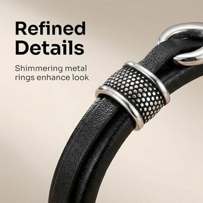 Men's Leather Infinity Bracelet Stainless Steel Number 8 Wristband Cuff Bangle Bracelets Gifts for Men, 8.3 & 9.1 inches - color: 04.Genuine leather & silver infinity, size: 8.3inch(Fits most wrists.)