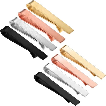 HAWSON 2 inch Tie Clips for Men-Skinny Tie Bar Tie Set for Wedding Anniversary Business and Best Gift for Dad Husband Brother - color: 8 PCS-Brush and Shiny