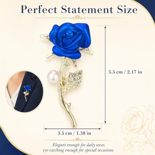 Brooch Pin for Women Rhinestone Peacock Crystal Delicate Animal Brooch Lapel Pins Girls Fashion Jewelry Gift for Christmas Brooch Birthday Jewelry Gift - style: Blue Rose