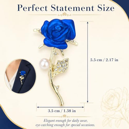 Brooch Pin for Women Rhinestone Peacock Crystal Delicate Animal Brooch Lapel Pins Girls Fashion Jewelry Gift for Christmas Brooch Birthday Jewelry Gift - style: Blue Rose