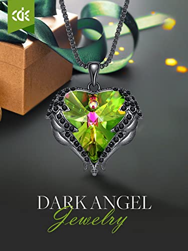 CDE Angel Wings Heart Birthstone Pendant Necklace Gift for Women | Silver/Gold Tone,Ideal Birthday & Anniversary Jewelry Gift for Wife,Girlfriend,Her - color: Black-Colorful Zircon Birthstone