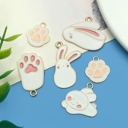 Youdiyla 36pcs Alloy enamel Thanksgiving Easter series rabbit set Pendant Jewelry Making DIY Keychain Earrings Pendant Various Design Charms for Jewelry Making Bracelets Necklace (SN1041) - color: SN1041