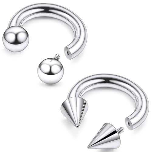F136 Titanium 20/18/16/14/12/8/4/2g Septum Nose Rings Gauge Earrings Lip Rings Prince Albert Jewelry Internally Threaded Horseshoe Hoop Piercings - size: 6g*14mm