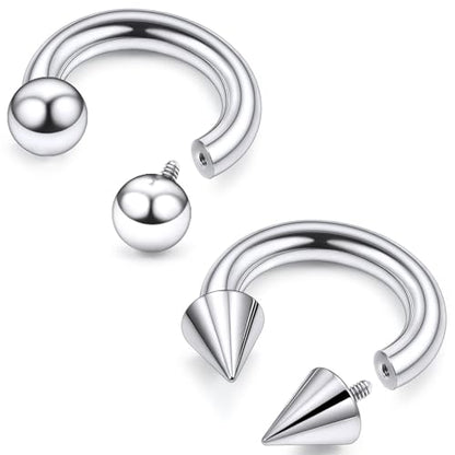 F136 Titanium 20/18/16/14/12/8/4/2g Septum Nose Rings Gauge Earrings Lip Rings Prince Albert Jewelry Internally Threaded Horseshoe Hoop Piercings - size: 6g*14mm