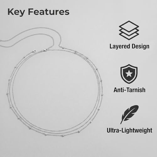 Layered Belly Waist Chain for Women - color: Silver