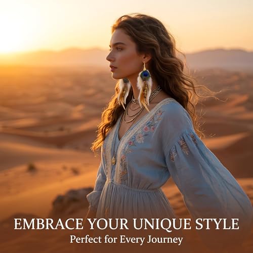 Long Peacock Feather Earrings for Women Boho Dangle | Lightweight vintage statement jewelry ensuring comfortable daily wear.