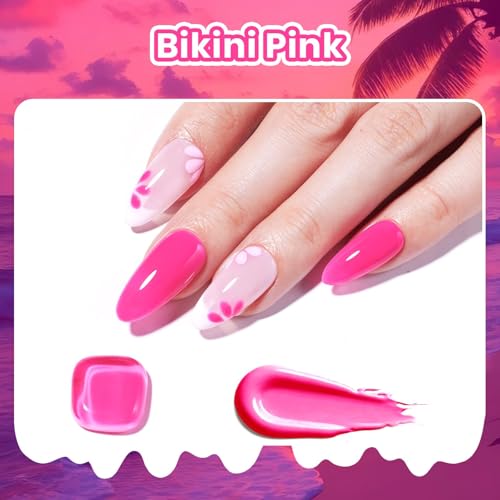 Beetles Hot Pink Gel Polish, BikiniPink, Hot Pink Gel Nail Polish | Summer Voyage Collection, Color-Matched Bottle Design, Soak Off UV LED, Long-Lasting Nails Art for Home DIY & Holiday - color: 0-Bikini Pink