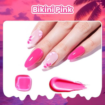 Beetles Hot Pink Gel Polish, BikiniPink, Hot Pink Gel Nail Polish | Summer Voyage Collection, Color-Matched Bottle Design, Soak Off UV LED, Long-Lasting Nails Art for Home DIY & Holiday - color: 0-Bikini Pink