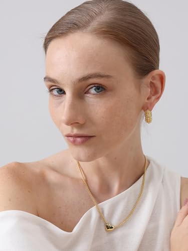 FRUMOS 18K Gold Plated Chunky Hoop Earrings for Women Fashion Thick Gold Hoops Set Jewelry for Birthday Christmas Gifts - color: Gold Mulberry Shape Hoop