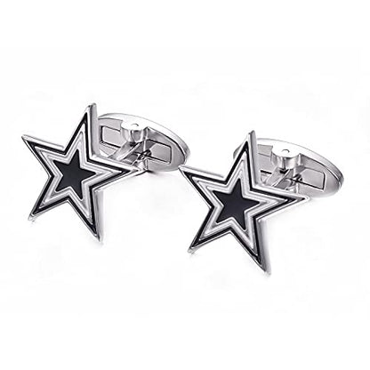 Yoursfs Novelty Sunflower/Love Knot/Architect Cufflinks for Men Funny Stainless Steel Cufflinks Personalized Cuff links Wedding Gift Fashion Jewelry - style: Blue Five Star Cufflinks