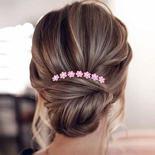 Rhinestone Flower Hair Pins, 40 Pcs U-Shaped Crystal Party Wedding Bridal Hair Accessories for Women Girls (Light Pink) - color: Light Pink