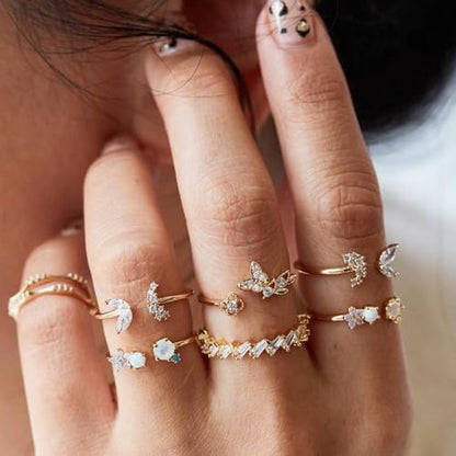 NEWITIN 49 Pieces Gold Jewelry Set for Women Fashion Costume Jewelry Gold Plated Necklace Bracelet Ring Earrings Set for Women - color: Gold Jewelry Set B