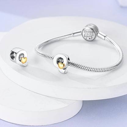 Women 925 Sterling Silver Charms A-Z Heart Letters Beads Pendant for Bracelets Women Fit Pandora Bracelets Hypoallergenic Beads - color: Q
