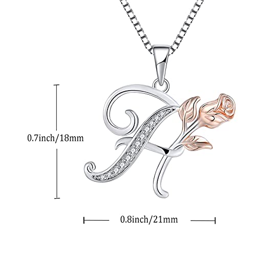 STARCHENIE Initial Necklace for Women Sterling Silver Letters 26 Alphabet Pendant Rose Flower Jewelry Gifts for Family Sisters Friend - color: H