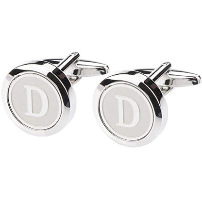 Mens Classic Stainless Steel Initial Cufflinks 26 Alphabet Initial Letter Cufflinks Business Wedding Shirts A-Z - style: D