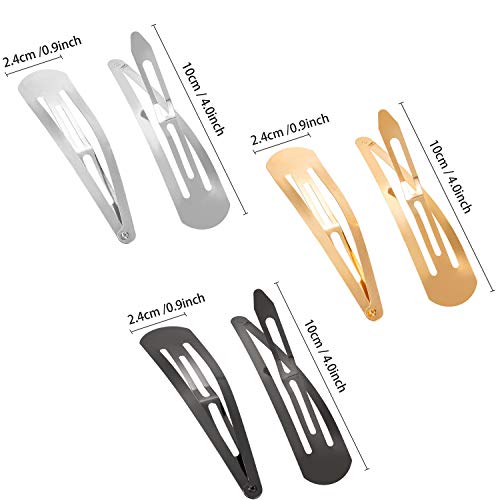 Geyoga 30 pcs 4 Inch Large Metal Snap Hair Clips Snap Barrette for Women | Gold Silver Gun Black, Strong Spring, No Slip Hold, Thick Fine Hair, Party Daily Use