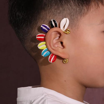 Wellike Gold Ear Cuffs For Women Non Piercing Single Clip On Earrings 18k Gold/Silver Plated Handmade Cuff Earrings Hypoallergenic Waterdrop Cowrie Shell Jewelry - color: KKWE583-R-G