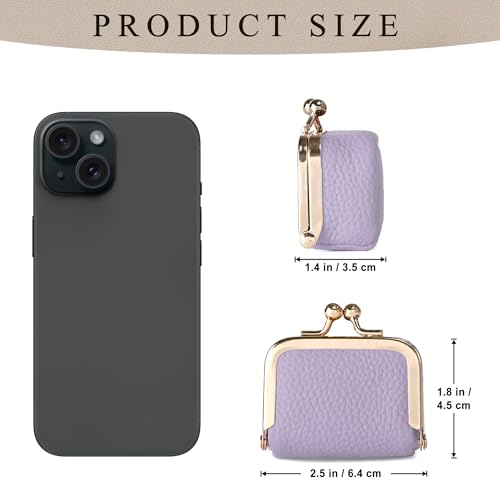 Zivyes Mini Jewelry Box Travel Small Coin Purse Organizer Case Genuine Leather Tiny Size (Light Purple) - color: Light Purple-Tiny