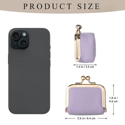 Zivyes Mini Jewelry Box Travel Small Coin Purse Organizer Case Genuine Leather Tiny Size (Light Purple) - color: Light Purple-Tiny