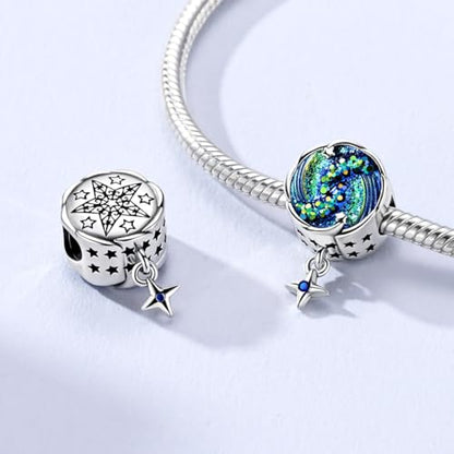 14K Gold Plated Charms for Bracelets Necklace Star Moon Cross Beads Woman | 925 Sterling Silver Charms Butterfly Cute Cat Dog Evil Eye Lucky Bracelet Beads Aesthetic Peandant Jewelry Gift for Mom - color: silver 1