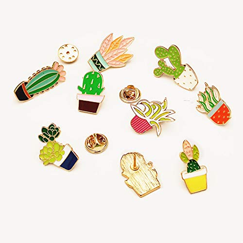 Cute Enamel Lapel Pins Set Cartoon Animal Plant Floral Fruits Foods Brooches Pin Badges for Clothing Bags Backpacks Jackets Hat DIY - color: Flower plants set of 9