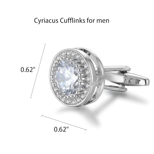Crystal Cufflinks for Men CZ Cuff Links Sparkle Diamond Gold Ornate Cufflinks for Wedding Groom Best Man - style: Silver