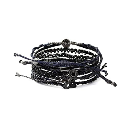 Wakami Charm Bracelet Stack Beaded Stackable Bracelets for Women - color: Dark Night | 6.5IN