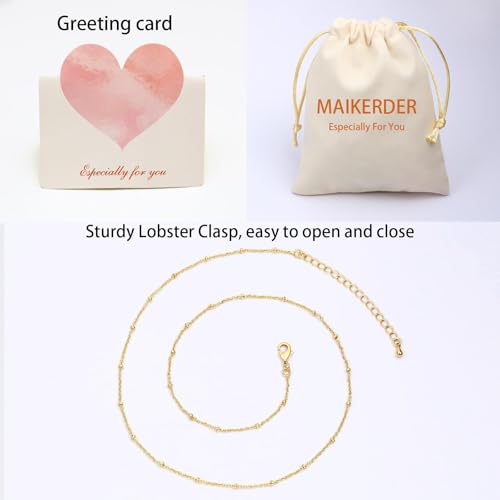 14K Gold Plated Paper Clip Chain Link Necklace Satellite Chain Necklace for Women - color: Satellite Chain