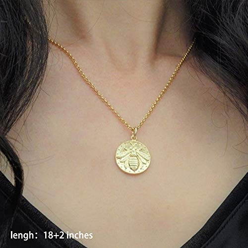 Turandoss Gold Layered Necklaces for Women - 14K Gold Plated Handmade Multilayer Bar Pearls Coin Disc Moon Butterfly Medallion Adjustable Dainty Layered Choker Necklaces for Women Jewelry - style: 2PCS - Small Bee&Big Bee