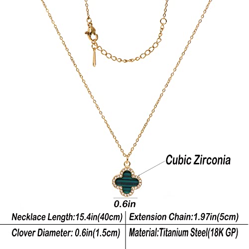 Clover Necklace For Women 18k Gold Plated Silver Lucky Four Leaf Clover Pendent Necklaces Trendy Dainty Jewelry Gifts for Women - color: Gold-Green