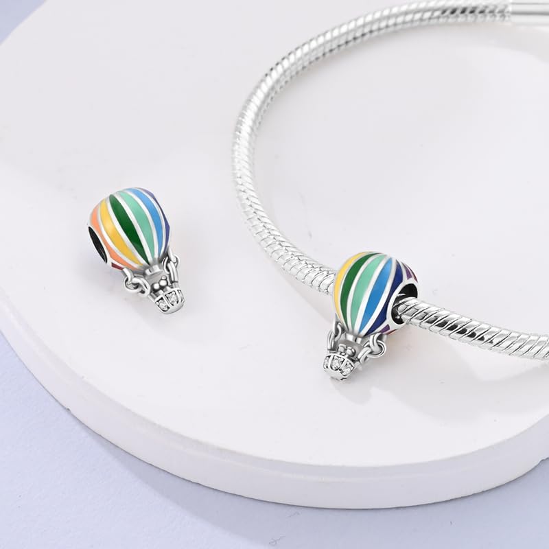 CYCUFF 925 Sterling Silver Charms Suitable for Charm Necklaces, Bracelet Pendants Beads Jewellery Gift for Women - color: Hot Air Balloon Beads