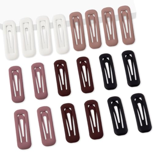 20 PCS Small Rectangle Hair Barrettes For Women Non Slips Snap Clips For Thin Fine Hair,Matte Black Dark Red White,1.97 x 0.55Inch - color: Matte Black Dark Red White