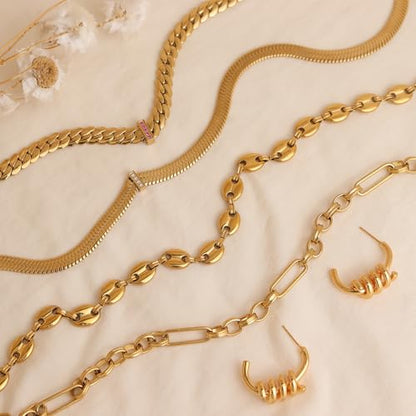 Jean Beau Gold Choker Necklace for Women, Simple 18K Gold Plated Adjustable Link Chain Prom Jewelry Gifts - color: Coffee Bean