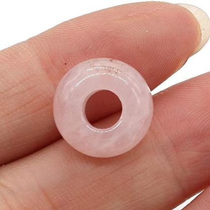 30pcs Natural Semi-Precious Stone Large Hole Loose Beads Abacus Shape Fashionable Opal Amethyst Unakite Rose Quartz Charm Beads for Making Necklace Bracelet - color: 7x14mm