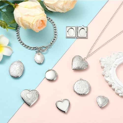 Photo Locket Charms for Jewelry Making Frame Charms Memorial Bracelet Necklace Earring Keychain - color: Silver