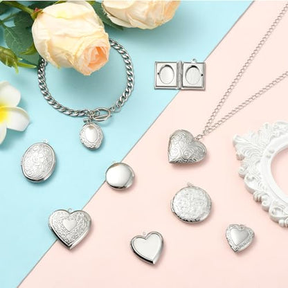 Photo Locket Charms for Jewelry Making Frame Charms Memorial Bracelet Necklace Earring Keychain - color: Silver