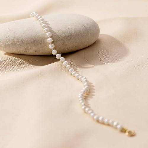 Ross-Simons Pure Collection 4-4.5mm Cultured Pearl Anklet With 14kt Yellow Gold. 9 inches