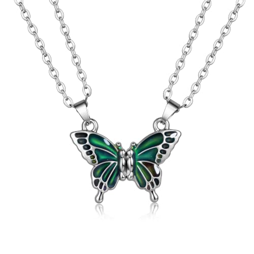 FM FM42 Temperature Sensing Color Changing Pendant Necklace with 19.29" Stainless Steel Rolo Chain - color: Butterfly Set, Pack of 2