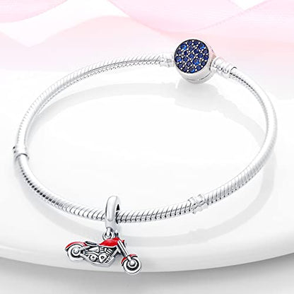 KUNSIR Charms Beads fits Pandora Charm bracelets for Woman 925 Sterling Silver Dangle Pendant Bead Jewelry Beads Gifts Happy Birthday Charms for Women Bracelet&Necklace - style: Motorcycle Charm