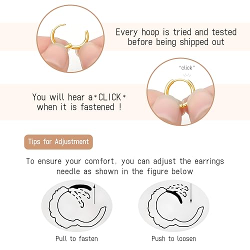 Cartilage Daith Earrings For Women Small 14K Gold Plated Hoop Hypoallergenic Helix Piercing Huggie Surgical Steel Diamond Implant Cubic Zirconia Prom Gift Jewelry - color: Style1-Gold, size: 16g-10mm