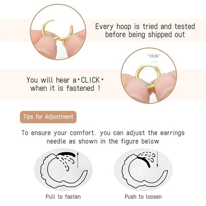 Cartilage Daith Earrings For Women Small 14K Gold Plated Hoop Hypoallergenic Helix Piercing Huggie Surgical Steel Diamond Implant Cubic Zirconia Prom Gift Jewelry - color: Style3-Gold, size: 16g-8mm
