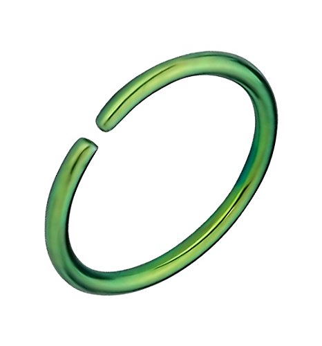 Forbidden Body Jewelry 18G Surgical Steel IP Plated Seamless Nose Ring & Cartilage Hoop with Comfort Round Ends (Sold Individually) - style: 18G 8mm Green